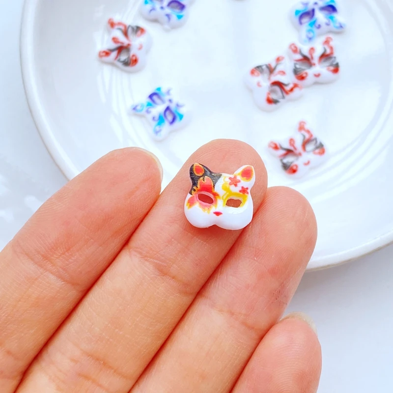50Pcs New Cute 10mm Mini Lovely Cartoon Mask Flat Back Resin Cabochons Scrapbooking DIY Jewelry Craft Decoration Accessorie