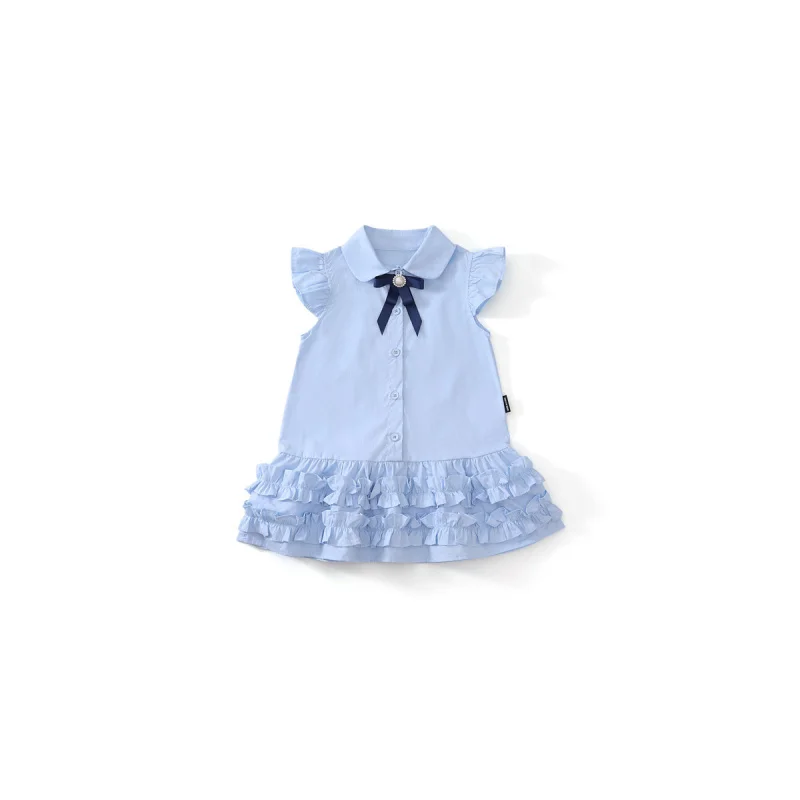 

Girls' Summer Dress2025New Style Flying Sleeve Children's Vest Dress Little Girl College Style Cake Dress