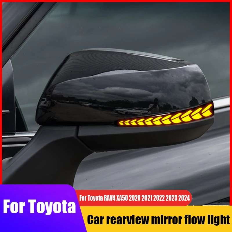 

Car rearview mirror flowing light assembly with a blue light and yellow light for Toyota RAV4 XA50 2021 2022 2023 2024