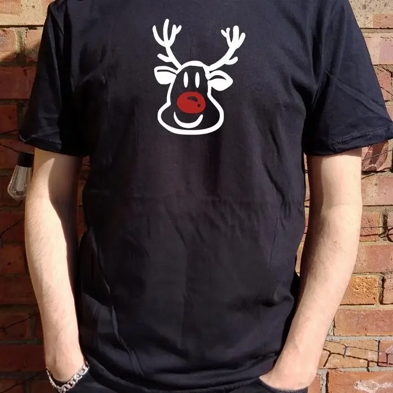 Reindeer T Shirt Rudolph Red Nose Christmas Gift Various Colours
