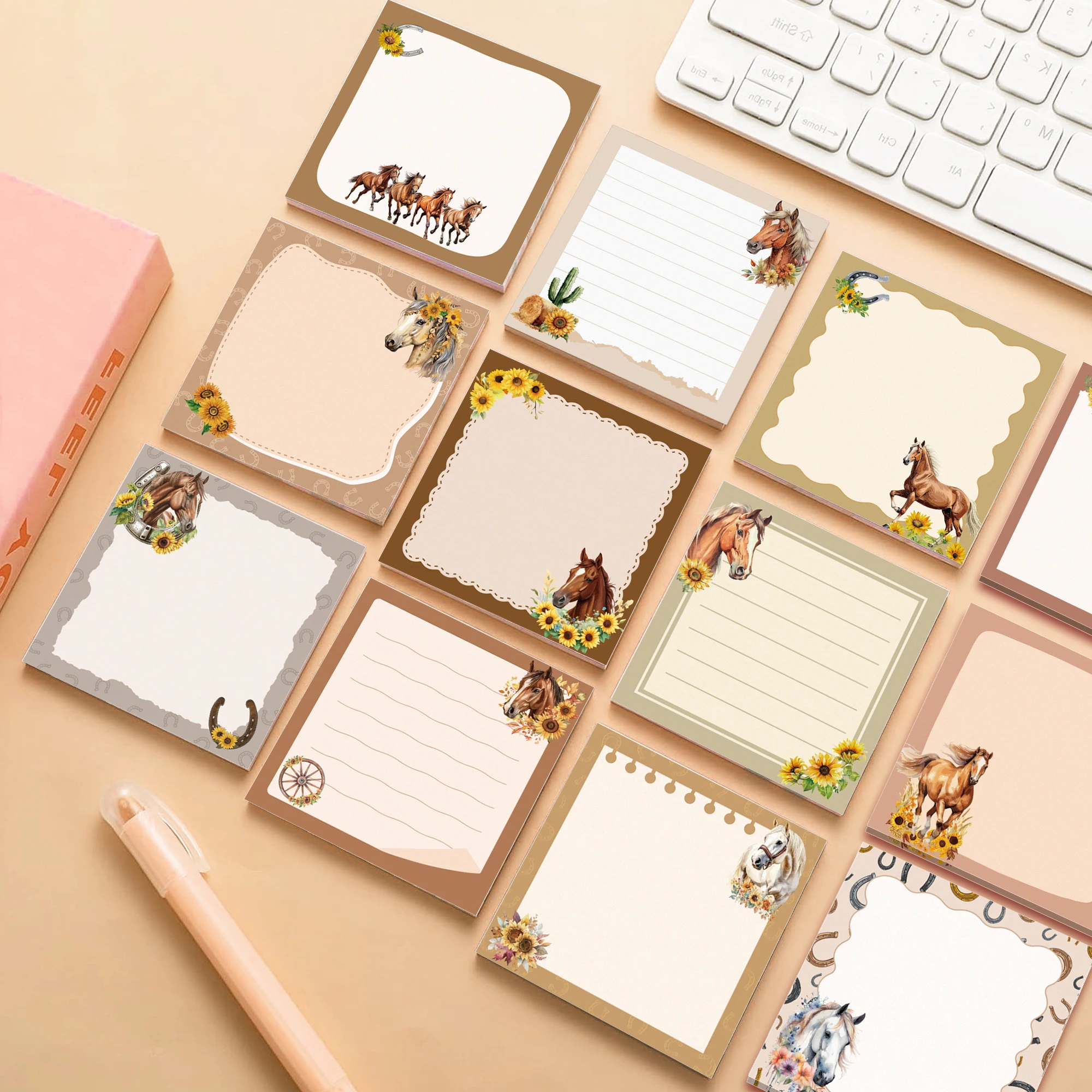 12/24/36pcs Horse Memo Pads Set,Self-Stick Notes Pads,Refrigerator Sticky Notes for Home Use Office Birthday Gifts Supplies