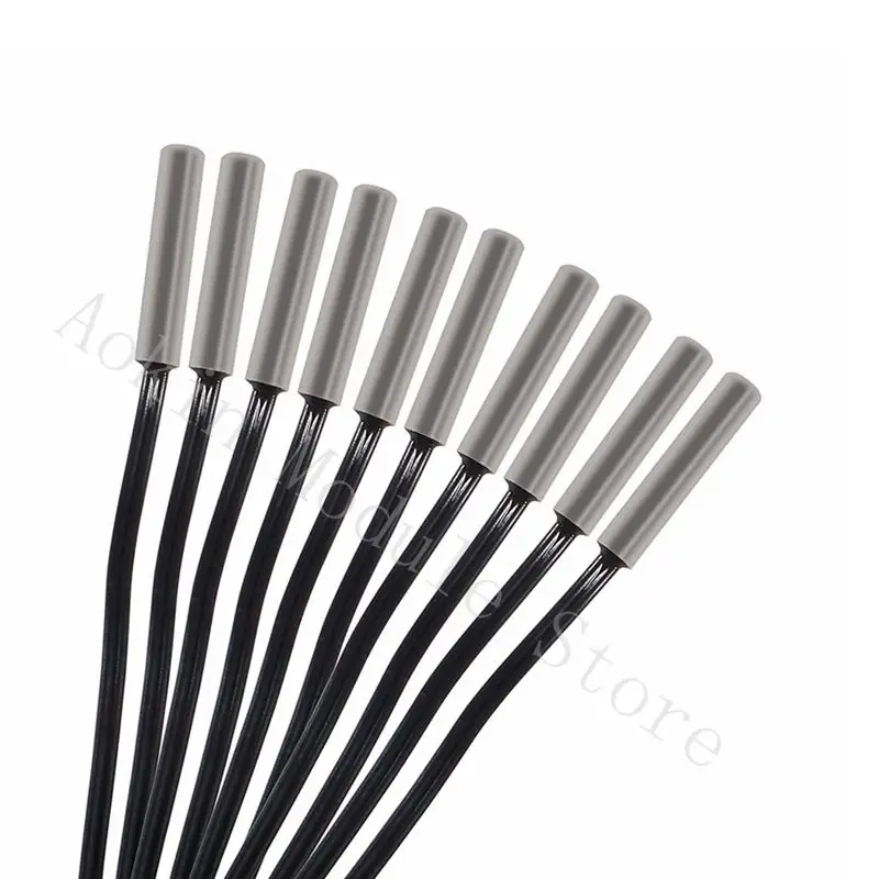 10Pcs 1M NTC 10K 3950 Ohm Waterproof Temperature Sensor Probe Stainless Digital Thermal Sensor Probe Cable