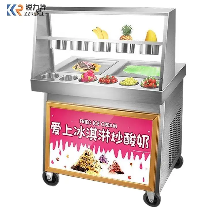 Table Top Fried Ice Cream Roll Maker Machine Ice Cream Freezer Making Fried Yogurt Ice Cream Roll Machine