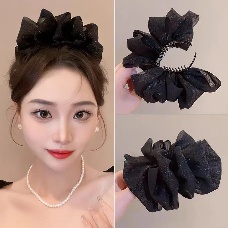 

Elegant Temperament Mesh Bubble Hair Clip for Woman Korean Style Ball Head Shark Clip Fashion Girl Ponytail Clip Hair Claw