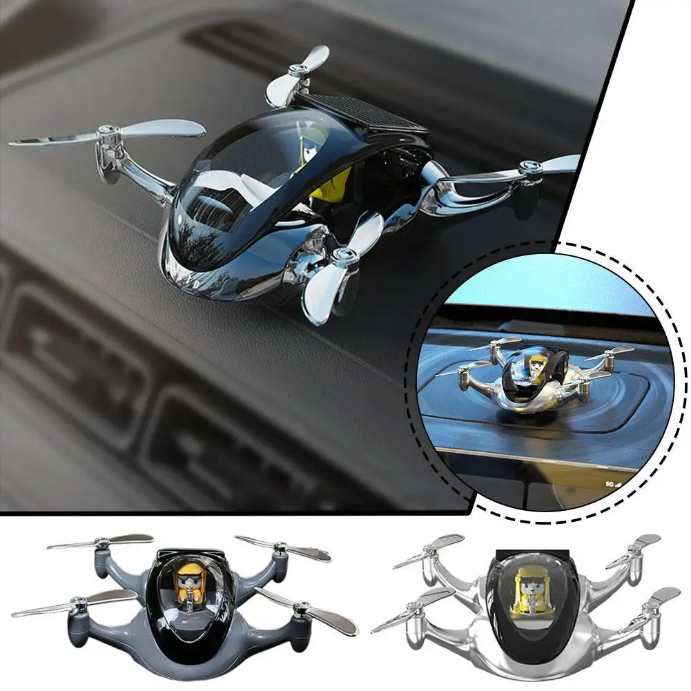 

Car Aromatherapy Ornament Pilot Air Fragrance Solar Drone Creative Center Console Decoration With Rotating Propeller Tools