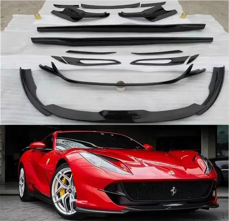 

Настоящее углеродное волокно для Ferrari 812, 2017-2022, автомобильный бампер, передняя губа, задний диффузор, спойлер багажника, боковая юбка, комплект кузова