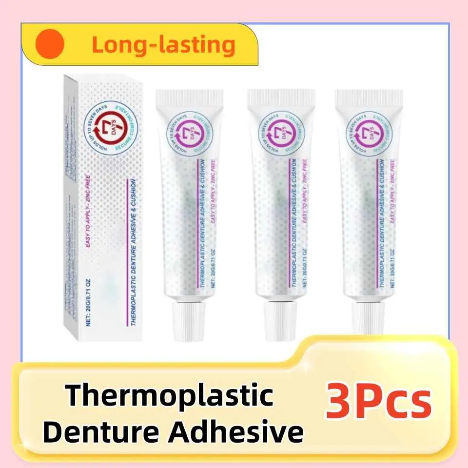 3Pcs Thermoplastic Denture Adhesive Glue Long-lasting Holding Denture Reliner For Dentures Refits And Tightens Loose Denture Car