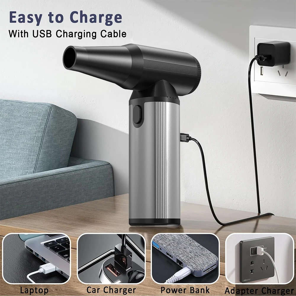 

450000RPM Turbofan Air Blower Mini Turbo Jet Fan Brushless Motor Handheld Duct Fan Portable Charging Cleaning Car Vacuum Cleaner