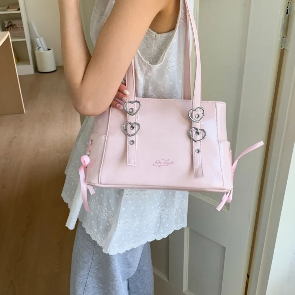 

Korean High End Ribbon Shoulder Bags PU Leather Versatile Bow Tie Backpack Large Capacity Sweet Women's Handbags Ladies