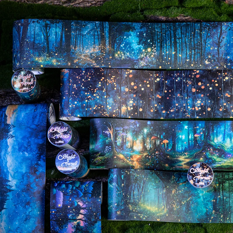 1 Rolle Night Forest Series Tapes, Scrapbooking-Aufkleber, perfekt für Collage, Journaling, Basteln, Diy-Zubehör
