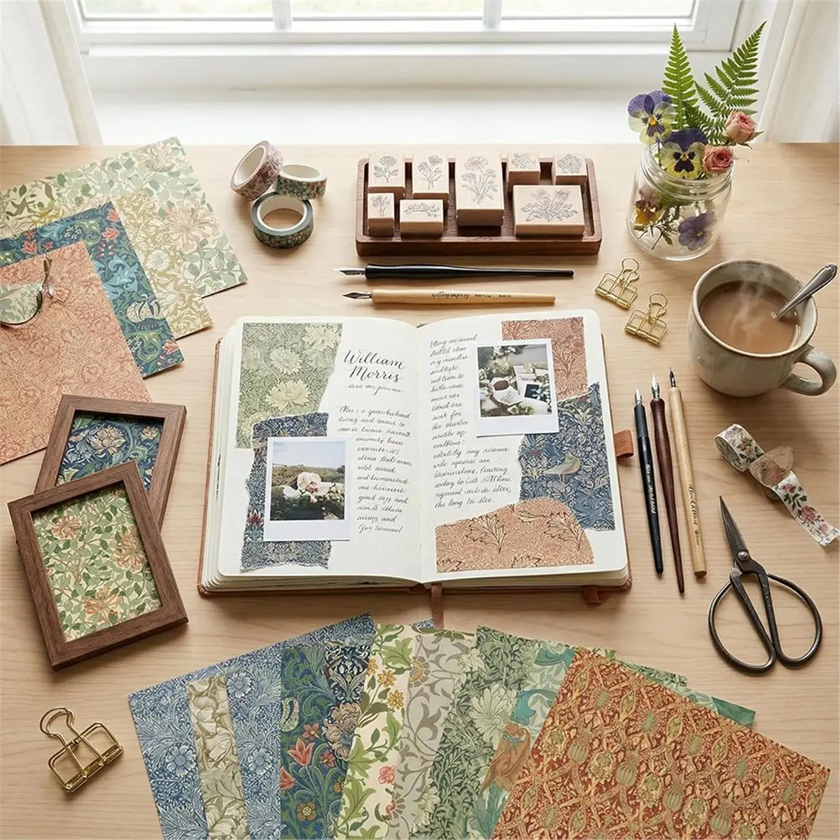 【AT48】 NEW Vintage William Pattern Scrapbook Paper, 24 Sheets 12x12 Inch Double Sided for Crafting