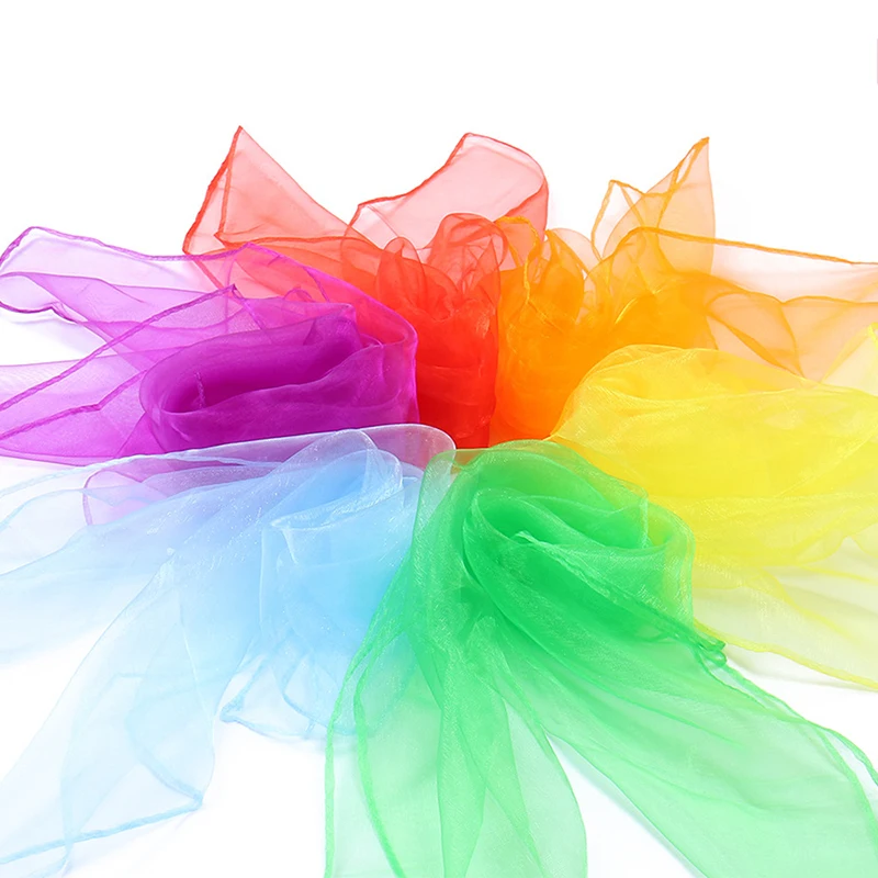 6 sztuk/partia Kolorowe Szaliki Nylonowe Jedwabne Dziecięce Zabawki Sportowe Do Tańca, Występów, Aktywności na Świeżym Powietrzu, Ćwiczeń, Gier Wieloosobowych TMZ