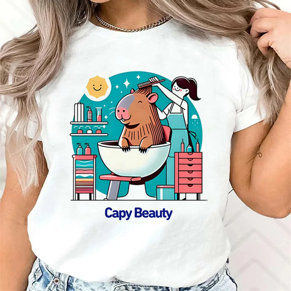 Capybara t shirt women comic anime top female 2000s clothes