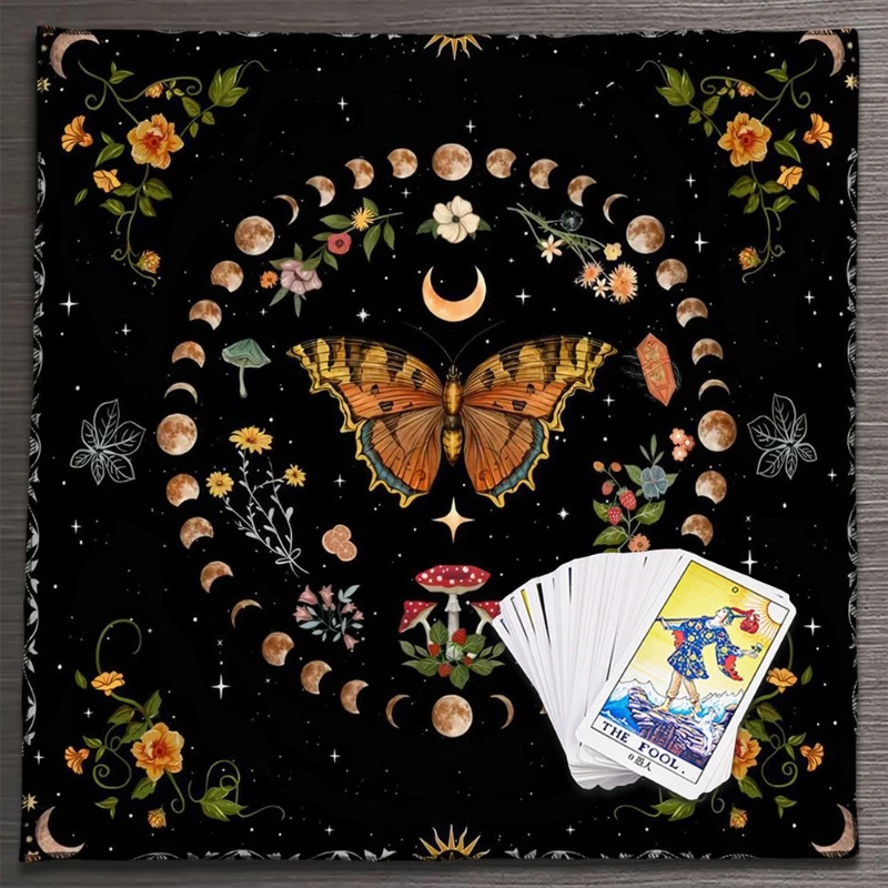 Zodiac Wheel Evil Eye Occult Tarot Altar Cloth Divination Spread Mat Witchcraft Astrology Wiccan Home Decor