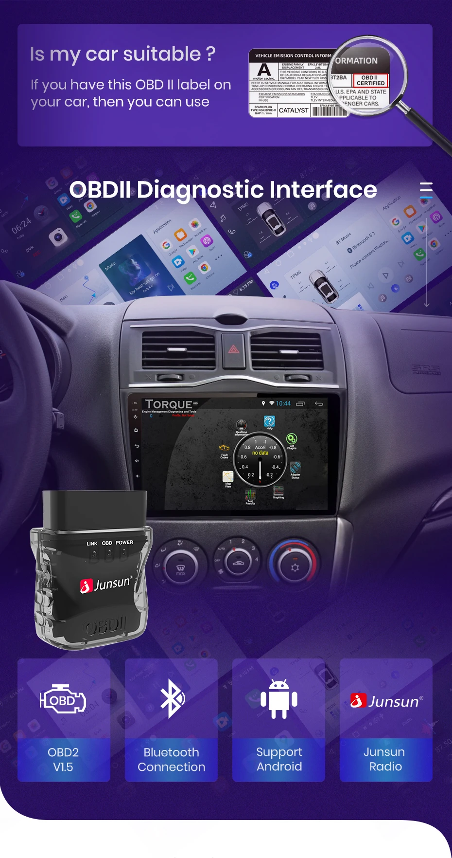 AWESAFE Auto-Scanner Mini ELM327 Bluetooth OBD2 Adapter Kfz-Diagnosegerät Scan-Tool – Detail 1