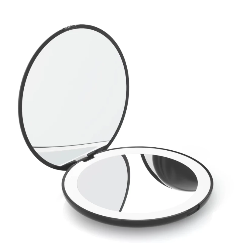 Mini Makeup Mirror Custom Pocket Foldable Makeup Mirror Double Sided Transparent Makeup Mirror with Light Emitting Diode