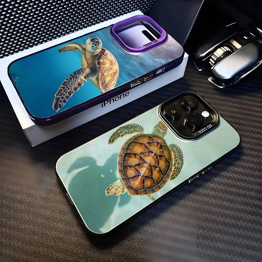 

Cool Ocean Turtle Phone Case For iPhone 16,15,14,13,12,11,Mini,Pro,MAX Purple Matte Shockproof Cover