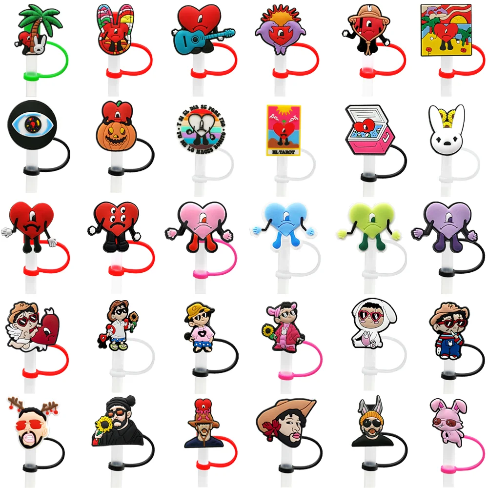 1/30 قطعة غطاء القش الأرنب السيئ ، 8 مللي متر القش توبر لطيف الاطفال اكسسوارات ل كوب الديكور ، الغبار سيليكون غطاء من القش #1