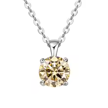 Classic Yellow Gold Cubic Zirconia Pendant 18K Silver Plated - Silver Light Yellow
