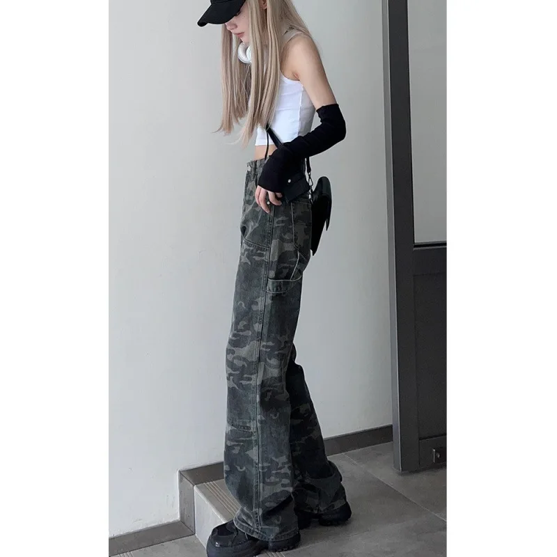 Women Fashion Denim Pants High Waist Straight Leg Baggy E-Girls Boyfriend Jeans Trousers Streetwear