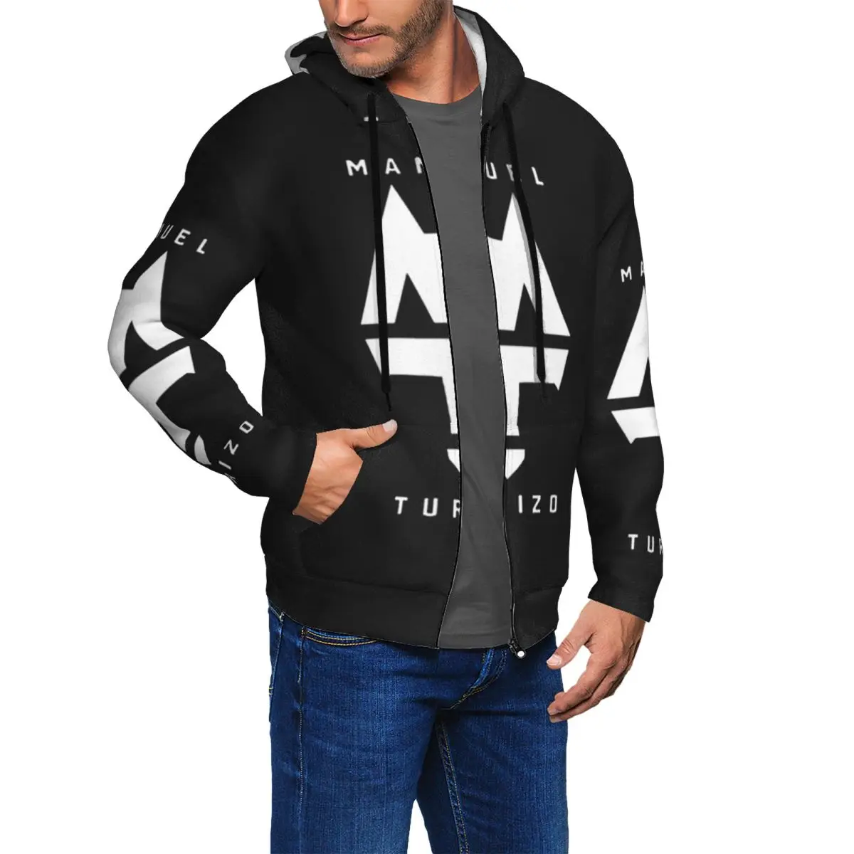 Rapper Manuel Turizo Logo Zipper Hoodie Hip Hop Pullover Autumn Winter Men Women Sweatshirt Long Sleeve Tops