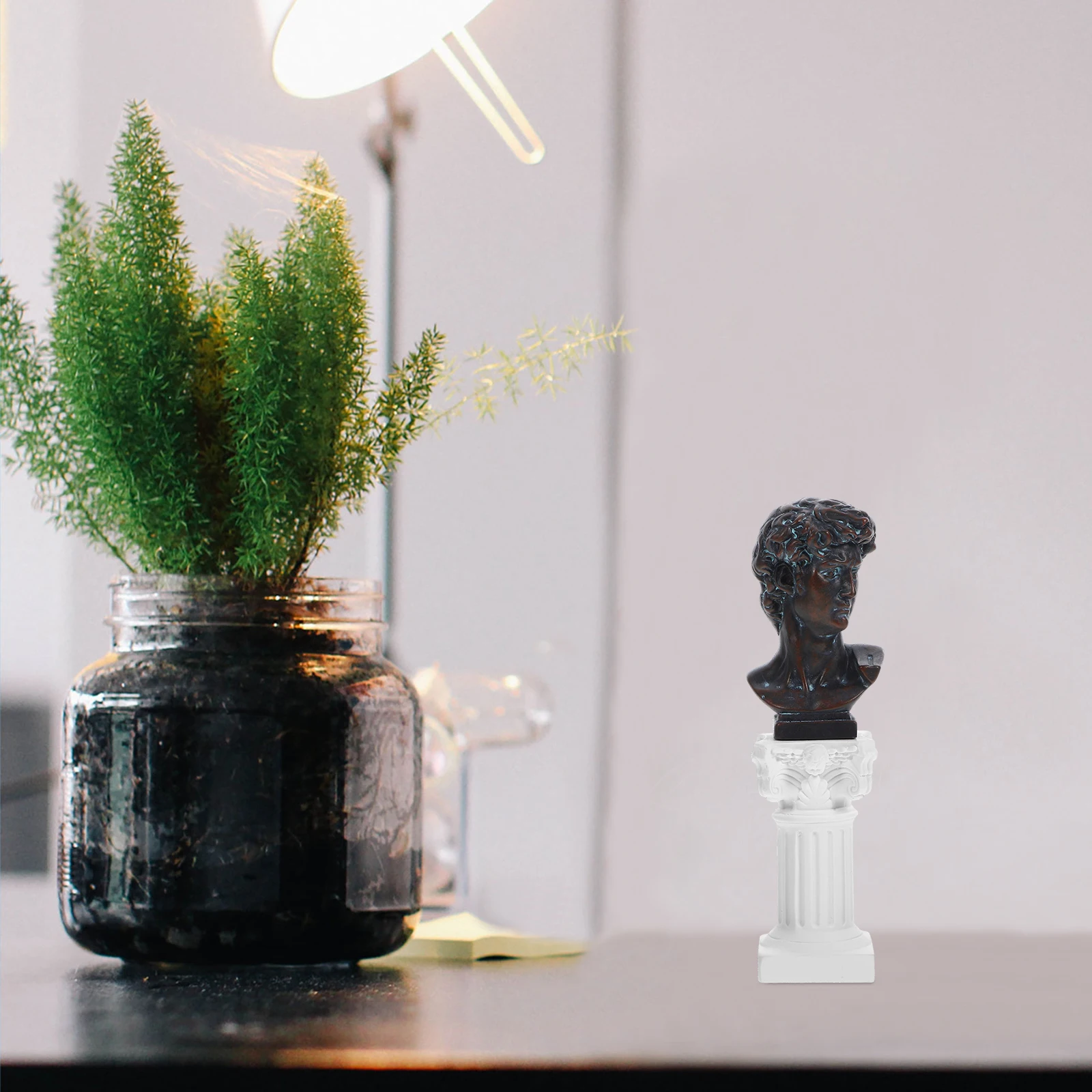 

1 Set Mini David Bust Statue Resin Roman Column Desktop Decoration For Home Office Gifts Decorative Ornament Craft