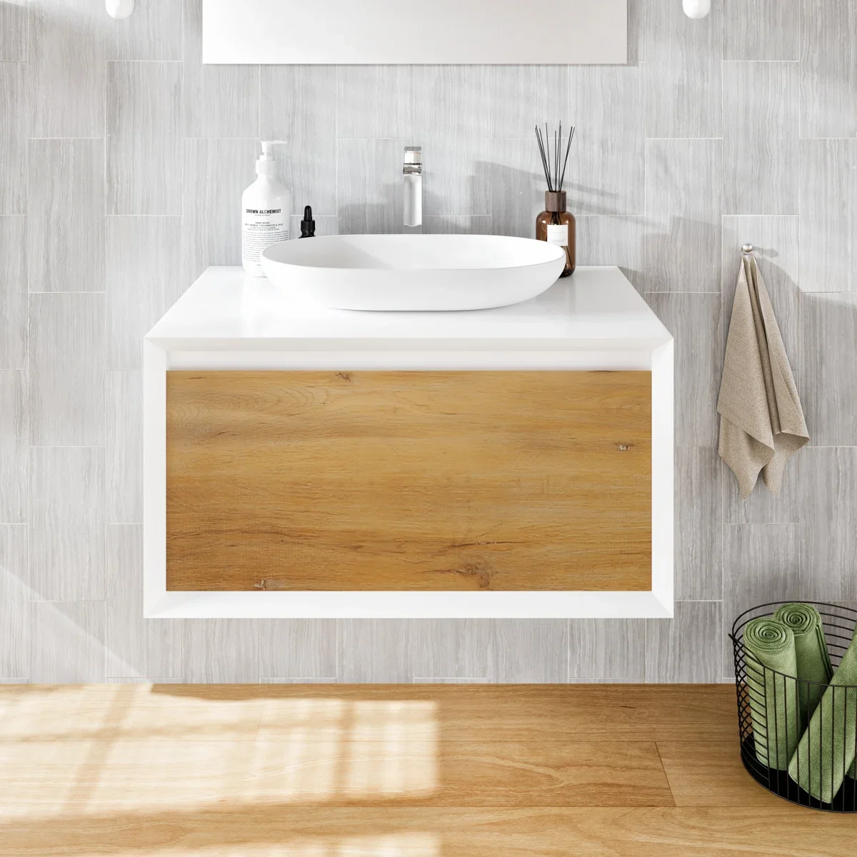 

！@Combohome Wooden Bathroom Under Sink Wood Grain Color Cabinet Custom Factory for Home Bathroom Storage