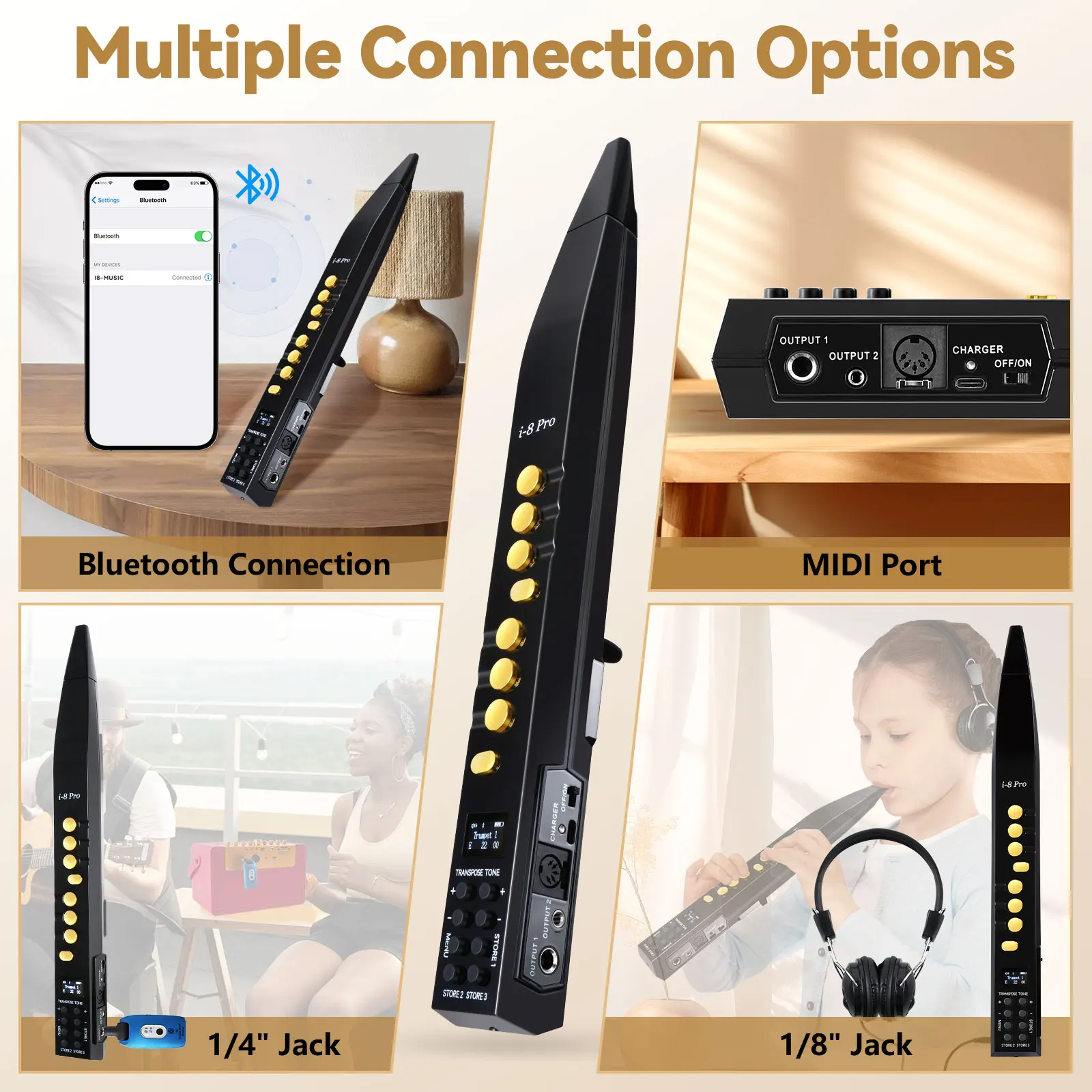 

Hooqu Miniature Electric Blowpipe Electronic Saxophone Flute Digital Wind Instrument