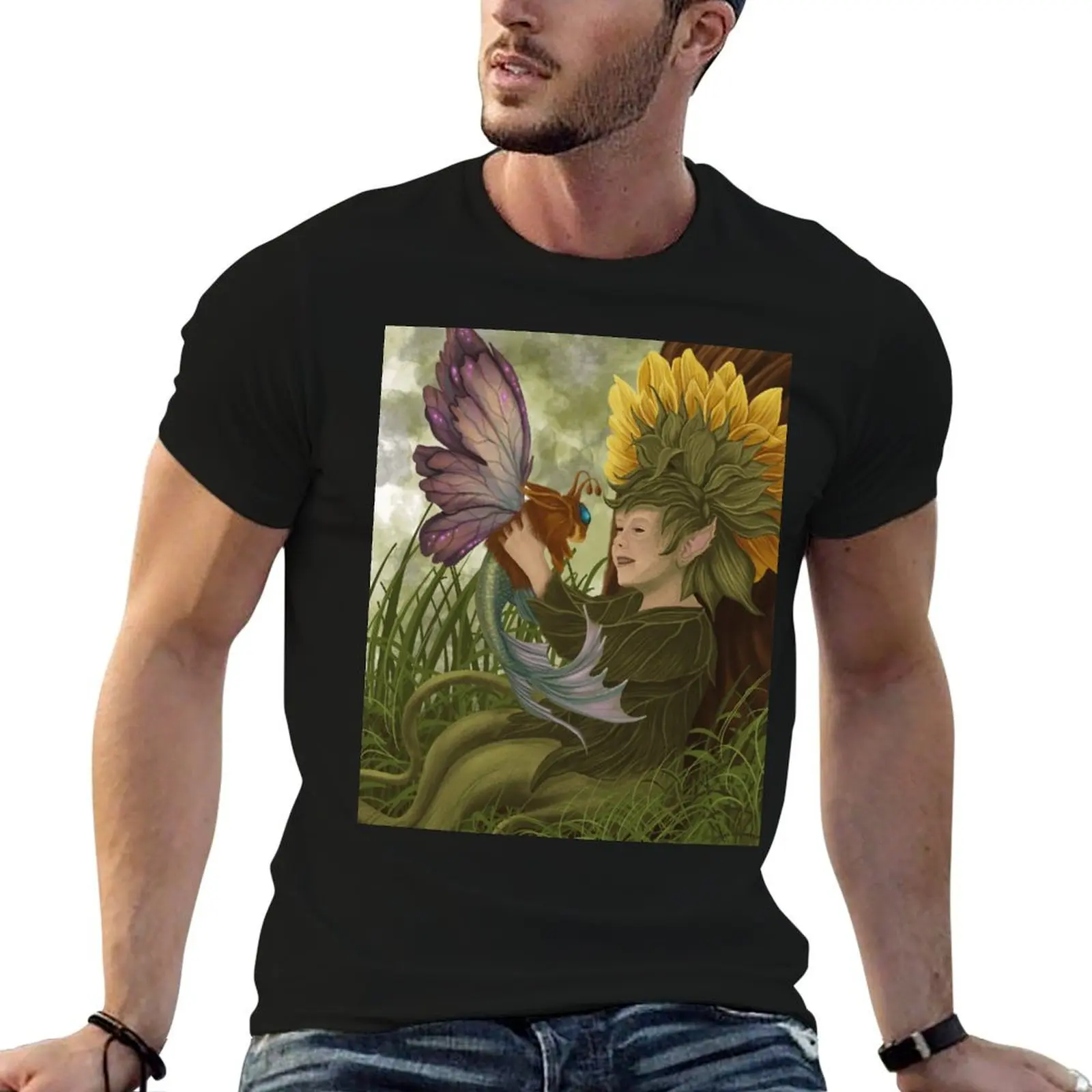 Fairy Daisy with butterfly rabbit with fish tail T-Shirt football t shirt graphic t shirt vintage shirts men
