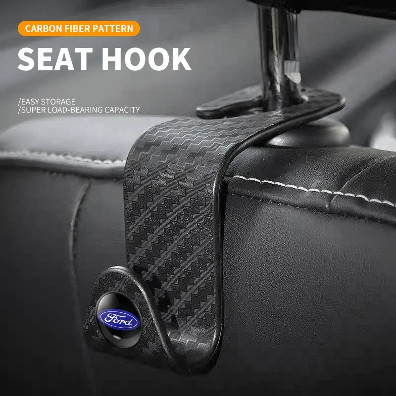 Carbon Fibre Car Rear Seat Hook Hanger Storage Organizer Hooks For Ford Focus 2 3 1 MK2 MK3 MK1 Fusion Car Interior Accessories