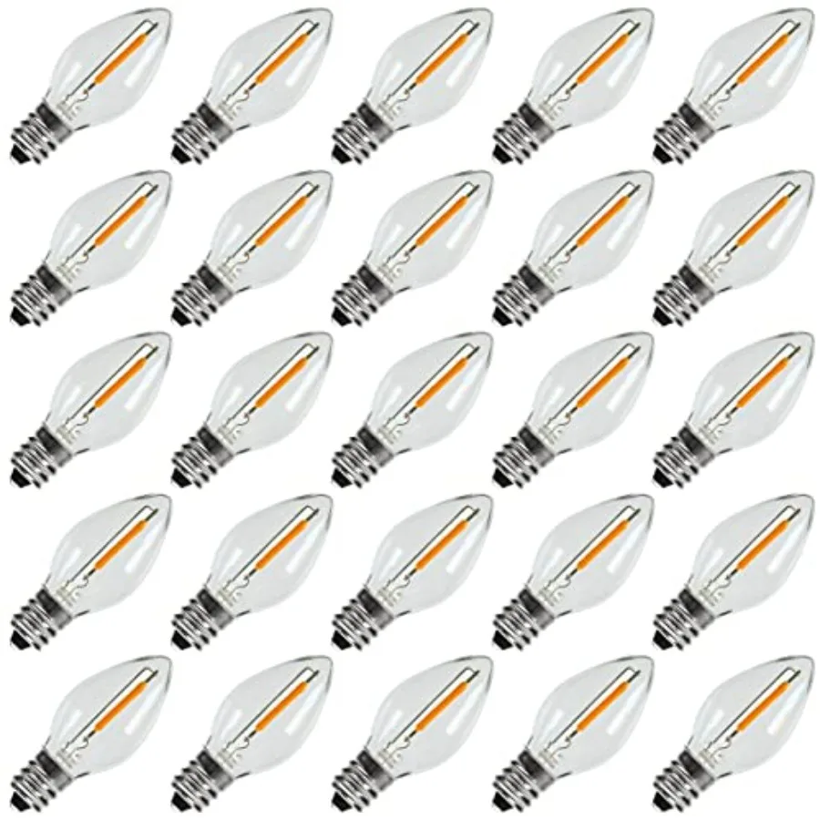 LED Night Light Bulbs, C7 Shatterproof Replacement Led Light Bulb for String Light, E12 Base Salt Lamp Bulbs, 0.6W Equivalent t