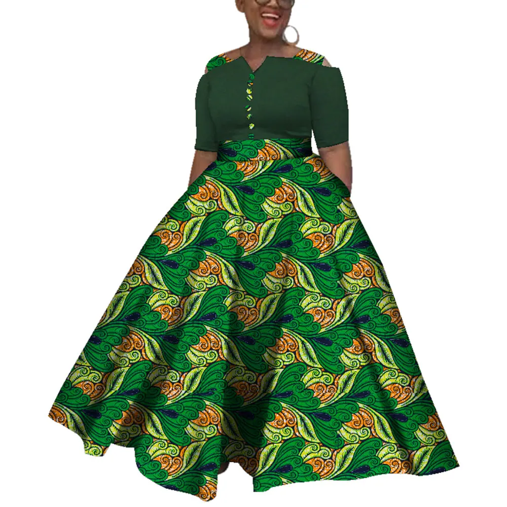 

Африканские платья Dashiki для женщин, красочные повседневные свадебные платья размера S-6XL, африканские платья для женщин, платье до щиколотки WY3853