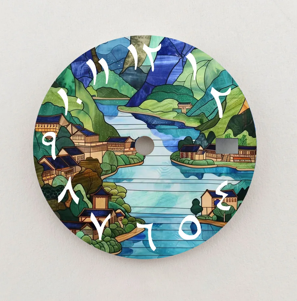 NH35 Dial 28.5 มม.ภูมิทัศน์ปริศนาSeriesตัวเลขอาหรับDial NH36 DialคุณภาพสูงDialโลโก้ที่กําหนดเองFit NH35/36 การเคลื่อนไหว