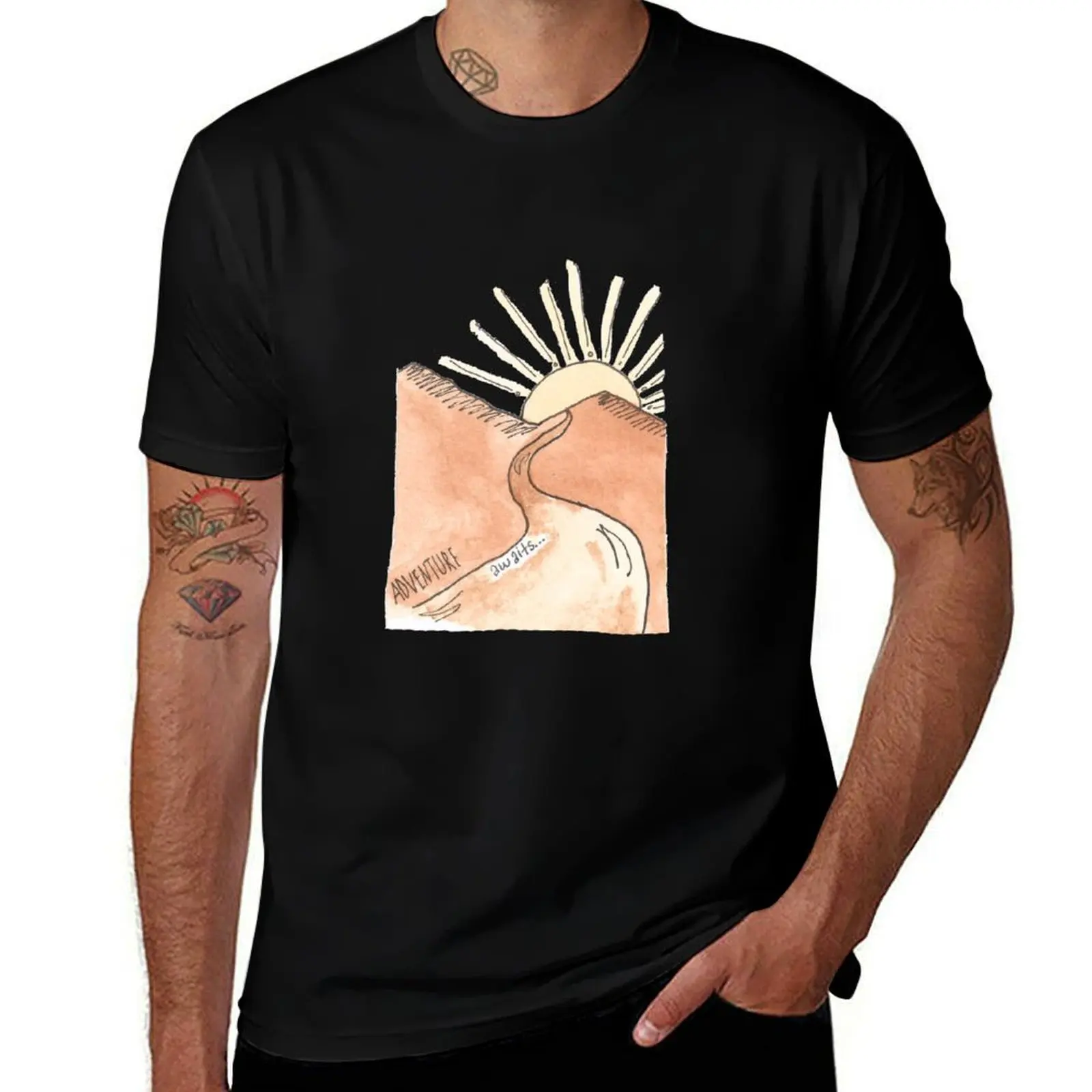 

Adventure Awaits Mountains Path T-Shirt cotton t shirts man 100% man t shirts cotton T-Shirt