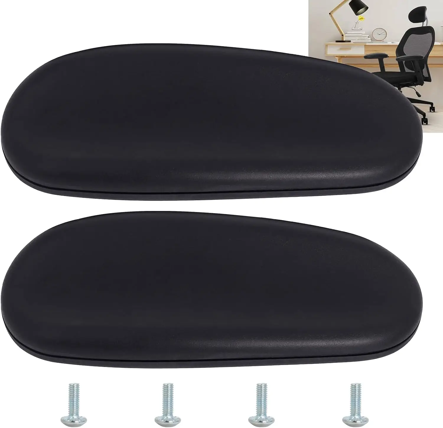 

Универсальные сменные накладки на подлокотники офисного кресла с винтами, подходят для большинства офисных кресел, 4 x 10 дюймов, комплект из 2 штук.
