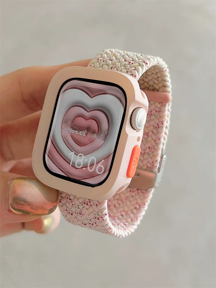 New Nylon Case+Strap For Apple Watch Band 49mm 45mm 41 44mm 38 42mm 40 Adjustable Band For iWatch Series 9 8 7 SE 6 5 4 3 2 1