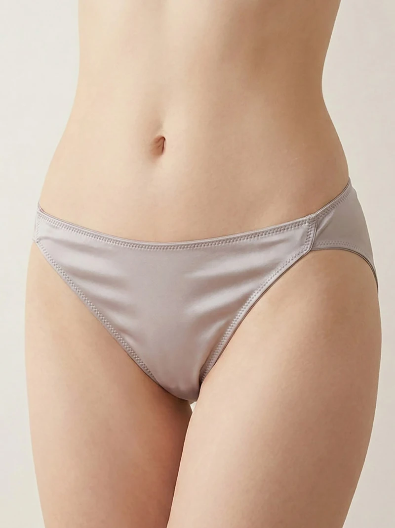 Luxury 19mm Mulberry Silk High Cut Briefs Side Split Bikini Panties Sheer Breathable Seamless Triangle Underwear for Women 
