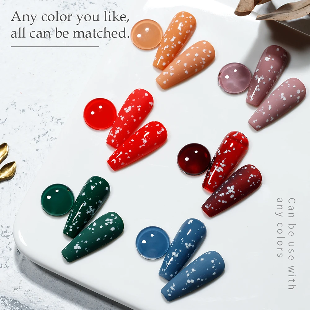 Vendeeni 15ml Fiocco di neve Top Coat Gel Smalto per unghie UV LED Soak Off Gel Vernice Neve rotta Top Coat per Natale Nail Art Design