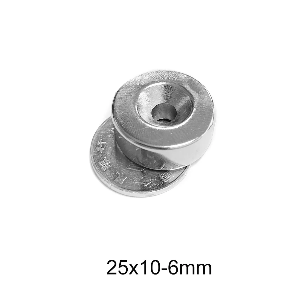 25x10-6 mm Powerful Magnetic Magnets 25*10 mm Hole 6mm For Home Refrigerators, Offices DIY 25x10-6mm Small Round Magnet 25*10-6