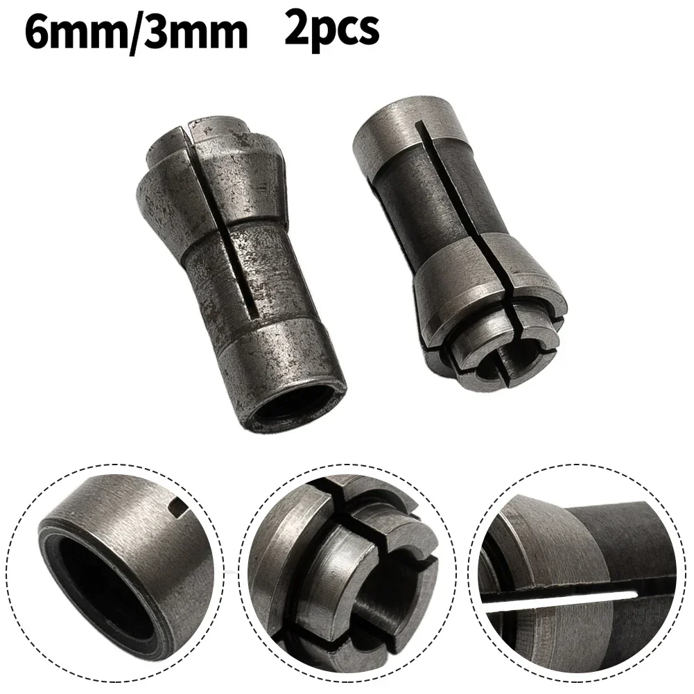 2pc Router Bit Collet 3mm 6mm Hole Diameter Adapter Milling Cutter Colle Chuck Engraving Trimming Milling Cutter For Woodworking