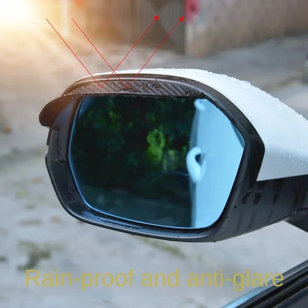 2 Pieces of Car Rearview Mirror Rain Cover, Rain Eyebrow Rain Cover, Universal Carbon Fiber Rearview Mirror Rain Eyebrow Cover