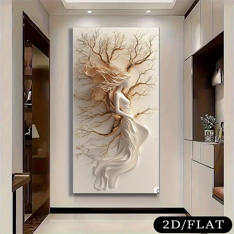 1pc frameless Canvas Painting 1pc Extra Large Tree of Life Canvas Painting Modern Minimalist Wall Art Poster, Large Living Room,