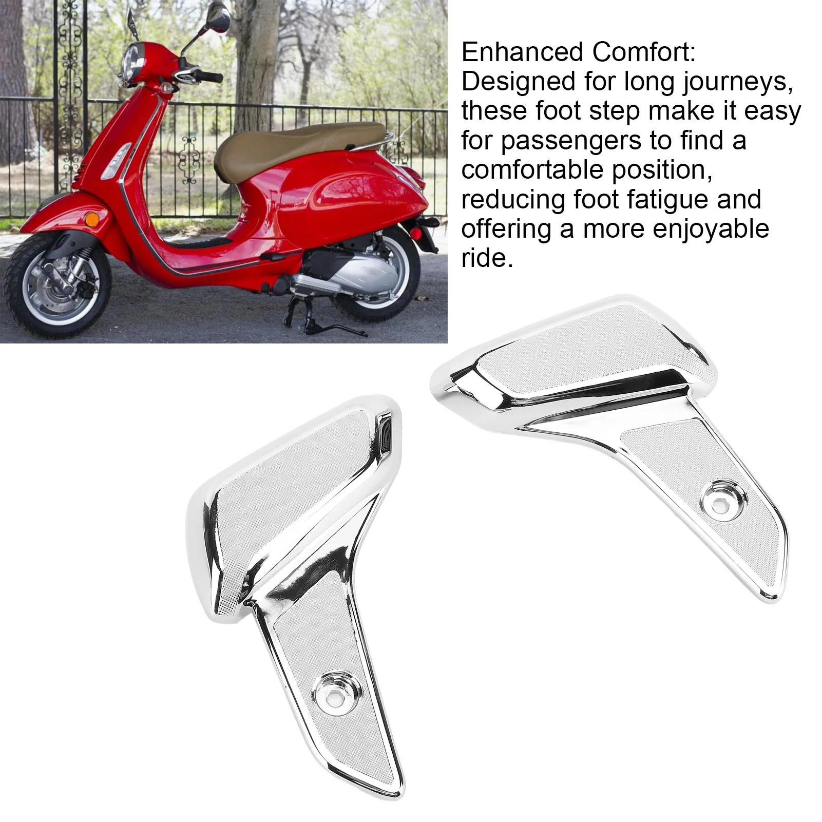 Passenger Foot Pedals Electroplated Screw Fixing Oil Resistant Motorcycle Rear Foot Pad for Vespa Sprint Primavera 50 125 150