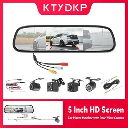 5 Inch Car Rearview Mirror Monitor with Built-in Backup Camera, All-in-One HD Display for Parking and Reversing Assistance