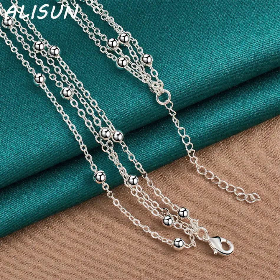 

ALISUN 925 Sterling Silver 45cm Multiple Beads Necklace For Women Creativity Gifts Street All-match Party And Daily Wear