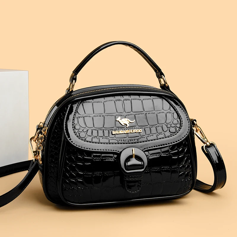 

2025 Новая модная женская сумка из лаковой кожи в стиле ретро, высококачественная мягкая модная женская сумка на плечо, роскошный кошелек известного дизайнера