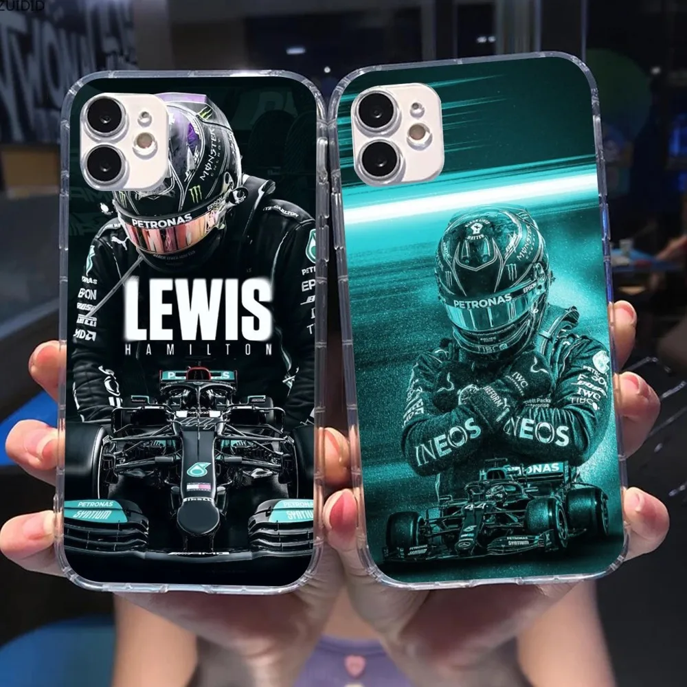 F1 Lewis Hamilton Mobile Phone Case for iPhone 15 14 13 12 11 XS X 8 7 6 Plus Mini Pro Max SE 2022 Clear Phone Cover Funda