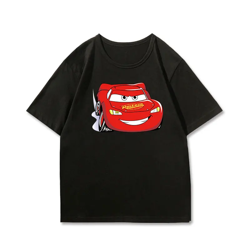 Wen and Women  Disney Car Story Short-sleeved Top T-shirt Men's Fashion Brand Trend Instagram Omnibus Lightning McQueen Tee