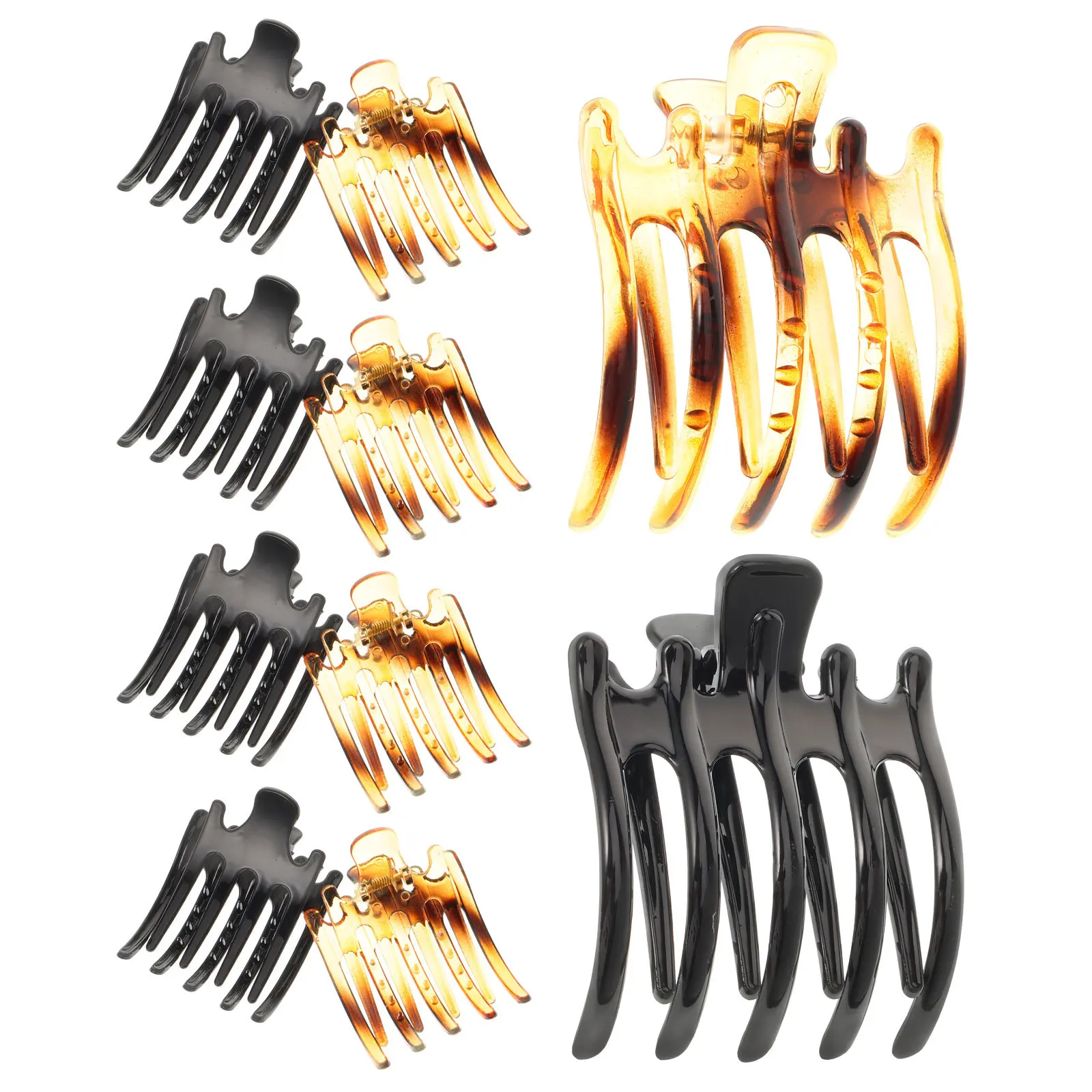 10pcs Five Teeth Claw Clips Resin Plastic Hair Clamps For Women Girls Daily Wear Office Outing Stylish Durable Hold Strong