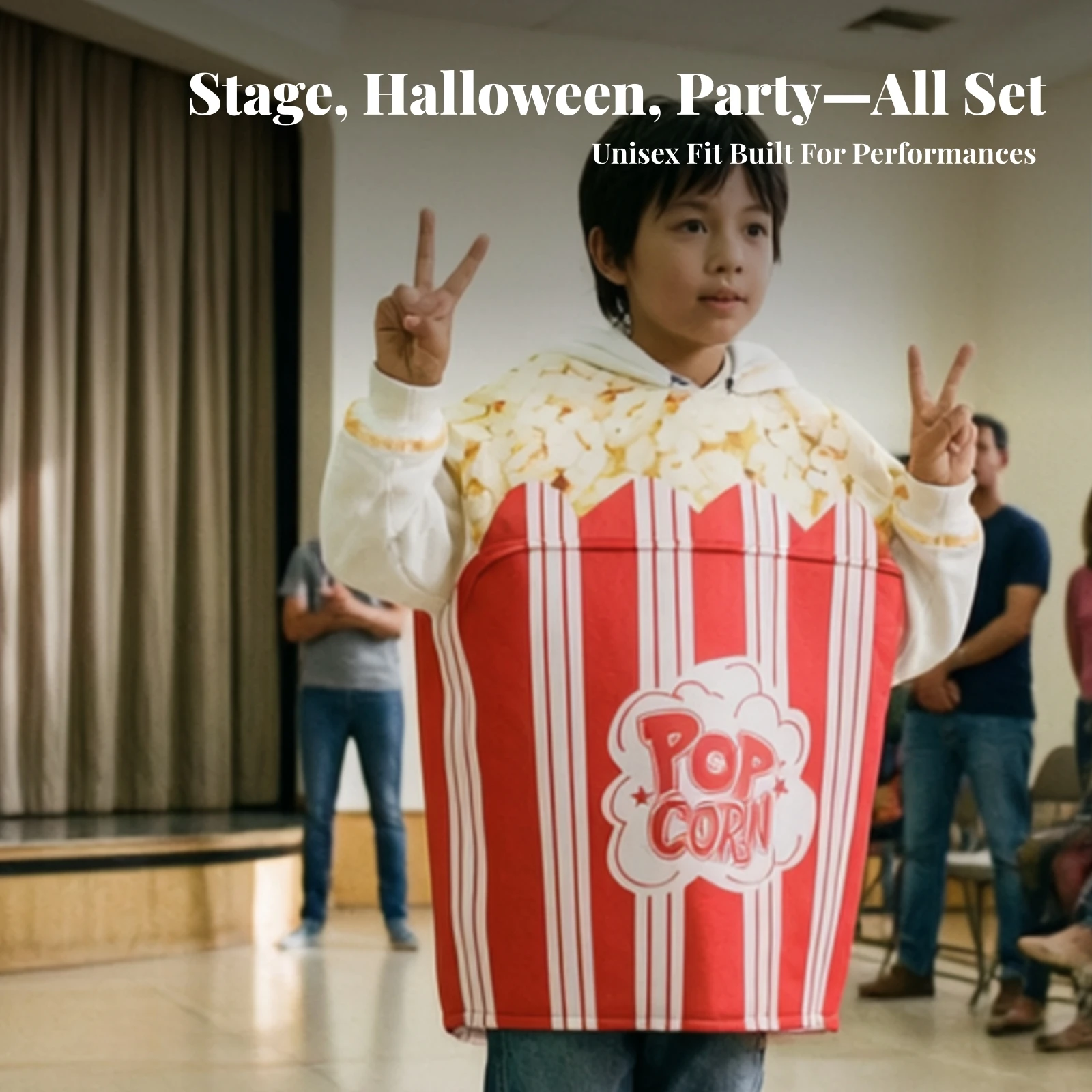 Popcorn Costume Kids Popcorn Hoodie with Hood Sweatshirt with Long Sleeves Playful Apparel Comfortable Fit for Cosplayers